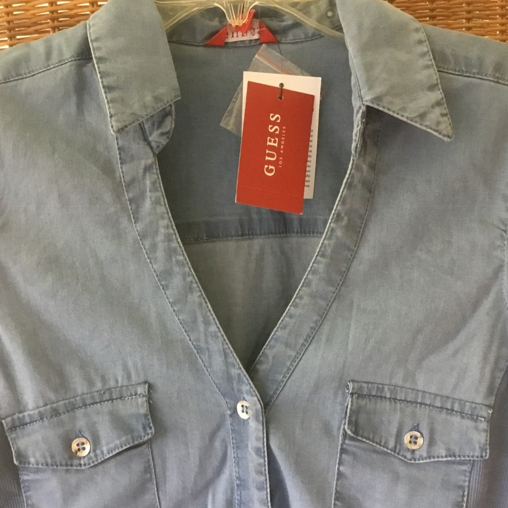 Guess Collard Denim Shirt (M) NWT